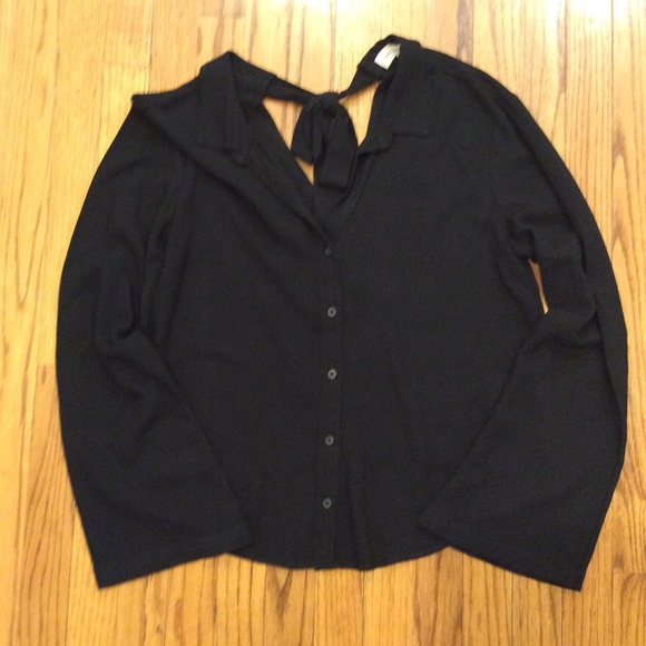 Cloth & Stone Anthropologie Blouse Top Black XS - Picture 4 of 7